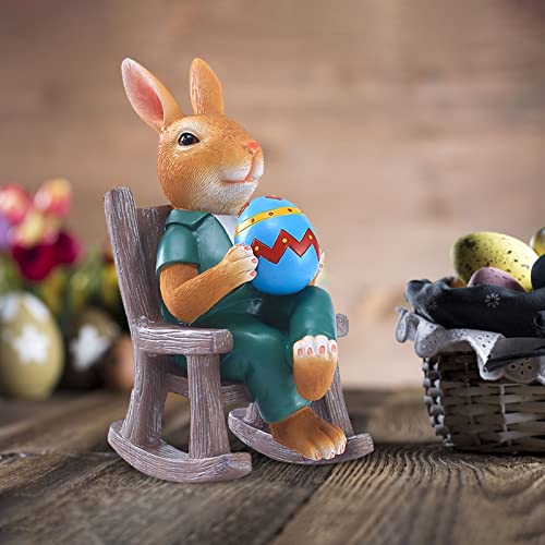 Keepsake Christmas Ornament Bunny Easter Bunny Decors Ornament Resin Spring Easter Figurines Figurines Eggs Easter Tabletopper Decorations Desktop Ornament Keepsake Ornament (Orange,Brown, One Size) #TOP4
