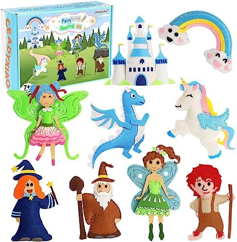 Fairyland Sewing Kit for Kids Ages 8-12 9 Easy Projects Beginner Sewing Kit for Little Girls Ages 5-8, Unicorn Crafts for Girls Ages 6-8 My First Sewing Kit