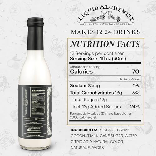 Image of Liquid Alchemist Coconut Syrup for Cocktails | Real Ingredients Make our Coconut Syrup for Drinks a Perfect Pina Colada Mixer | Small Batch, Non-GMO & Vegan | 12.7 Oz Drink Mixer, Pack of 1