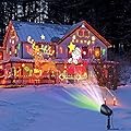 Tangkula Christmas Santa Claus on Sleigh Projector Light, Rotating LED Projection Lamp with 60° Adjustable Angle, Outdoor Landscape Decorative Lighting for Christmas, Holiday, Party, Garden, Patio