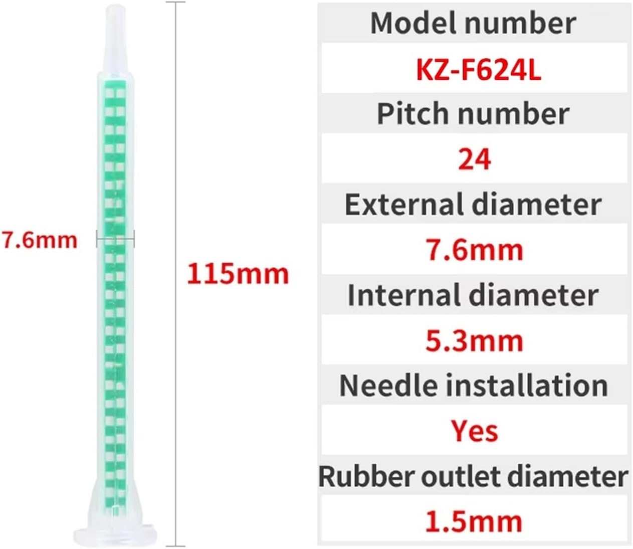 24-Element Squares Static Mixer Nozzle Tube, Epoxy Mixing Nozzle Adhesive Cartridges Tip for 50ml AB Glue Manual Applicator(100PCS)