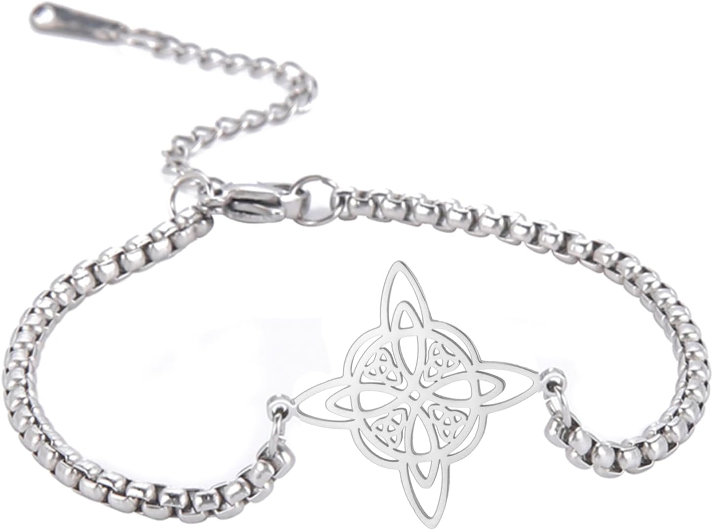 TEAMER Adjustable Witches Knot Bracelet Stainless Steel Witchcraft Celtic Knot Wiccan Symbol Bracelet Amulet Vintage Jewelry for Women