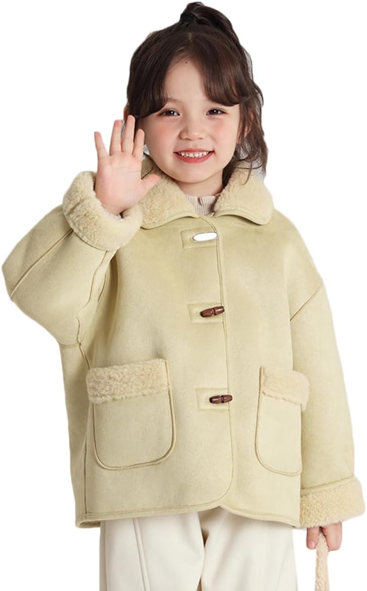 [CAIXINGYI] 中綿ジャケット 子供服 キッズ 女の子 ムートンコート スエードジャケット 折襟 ショート丈 綿入れ 厚手