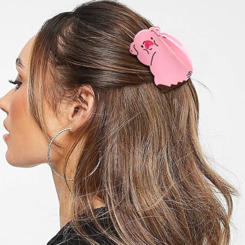 Pink Pig Hair Clips, Hapdoo Cute Novelty Animal Claw Clip for Women Girls, Acetate Funny Pig Hair Accessories Gifts miniatura 4