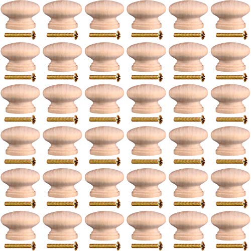 Jetec 36 Pieces Wooden Drawer Knobs Cabinet Wood Knobs Round Wood Unfinished Cabinet Furniture Drawer Wood Knobs For Cabinets And Drawers Pulls Handles Knobs With 36 Pieces Screws (1.38 Inch) #TOP21