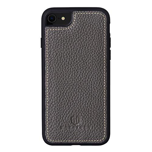 iPhone8 / iPhone7 /iPhone SE3/SE2 本革ケース シュリンクカーフレザー 耐衝撃 ハンドメイド ギフト おしゃれ シンプル 大人可愛い メンズ レディース スマホケース 深緑色 ダークグリーン オリーブグレー SPG-8-OliveGray