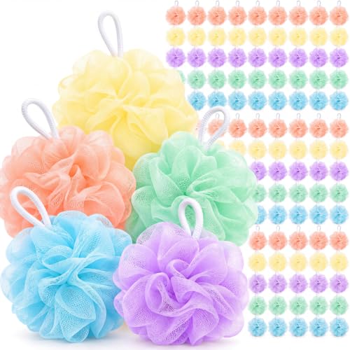 100 Pcs Loofahs Bulk Bath Sponge Shower for Body, Brightcolor