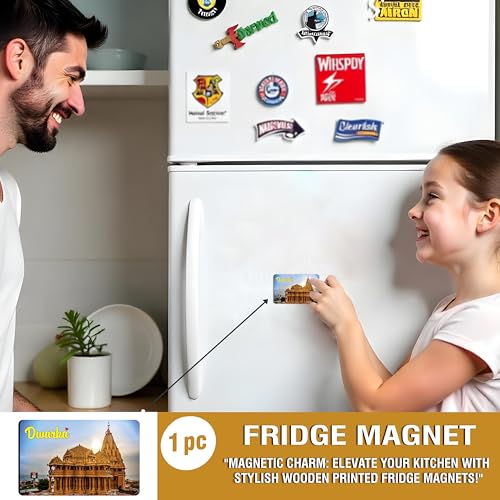 Image of Elegant Fridge Magnet with Themes |Rectangular Size Refrigerator Magnet with Magnetic Rubber Back | Pack of 1, 8.6cm X 5.4cm (Dwarka)