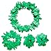 CISMARK Hawaiian Luau Flower Leis Jumbo Necklace Bracelets Headband Set(Green)