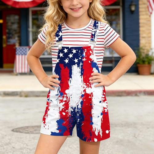 Shorts vaqueros de fiesta con tirantes ajustables y diseño festivo para niños de 4 a 13 años 3
