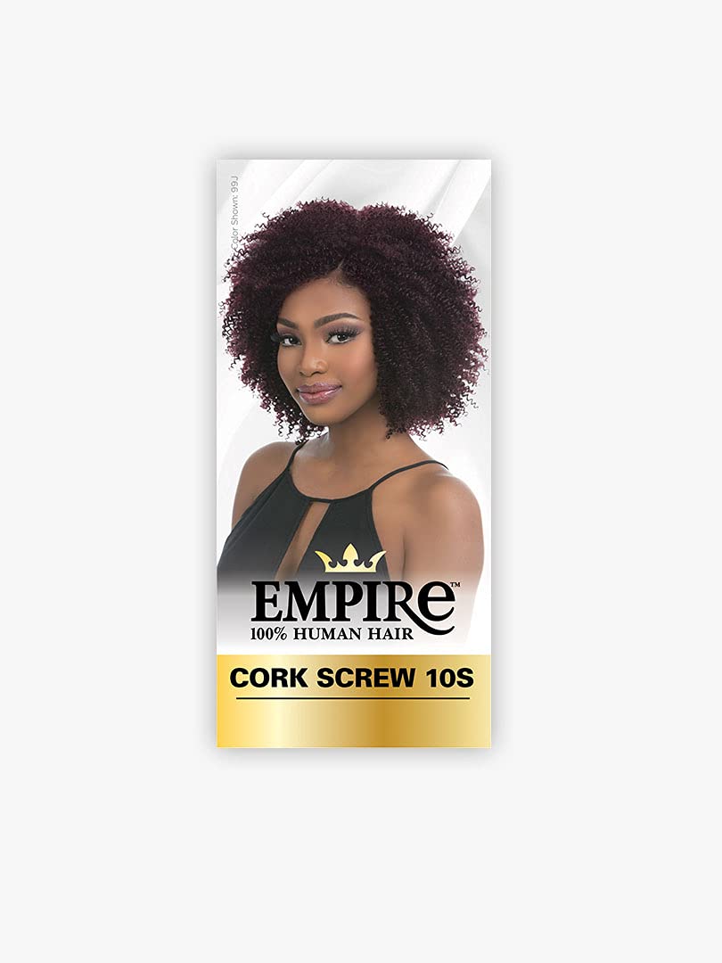 Sensationnel Empire Curly human hair - cork screw 10s 3pcs tangle free weaving for quick weave and sew in styles for faux highlights (1 JETBLACK)