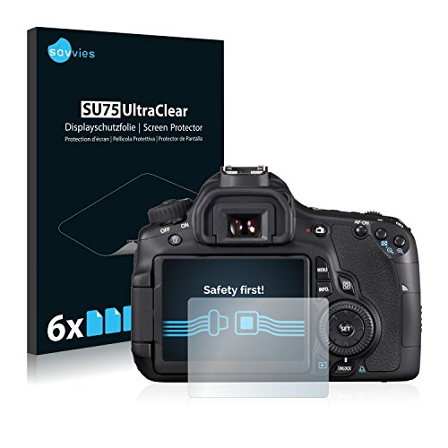 savvies Protector Pantalla Compatible con Canon EOS 60D (6 Unidades) Pelicula Ultra Transparente