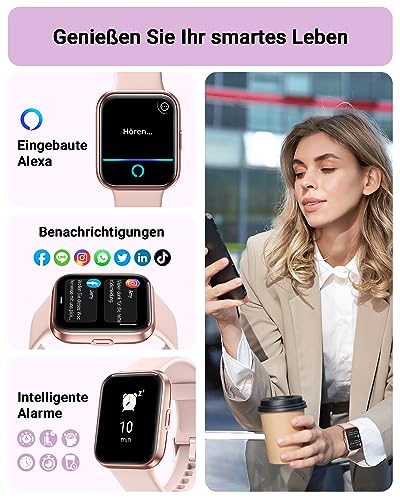 Tensky Smartwatch Damen mit Telefonfunktion 1,85" Smart Watch Alexa Integrierte 3ATM, 110+ Sportmodi… – Ansicht 3