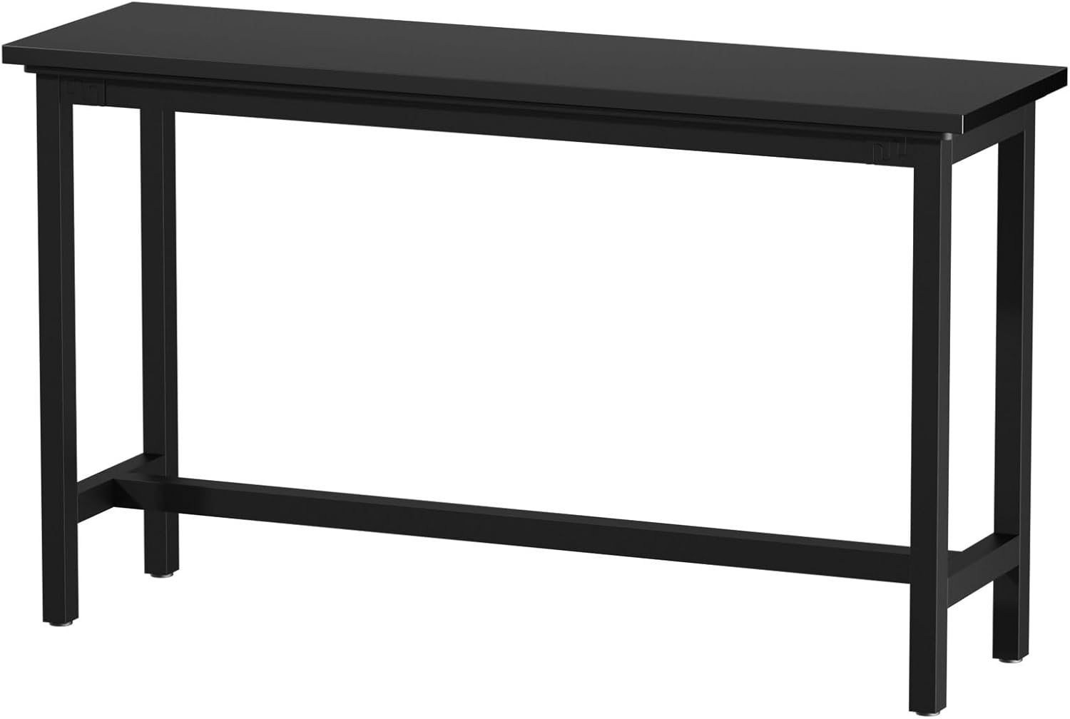 Bar Table, Wooden Table Top Steel Legs Easy to Assemble Kitchen Bar Table Space Saving Stable Structure Suitable for Restaurant Bar Convenience Store(Black,160cm)