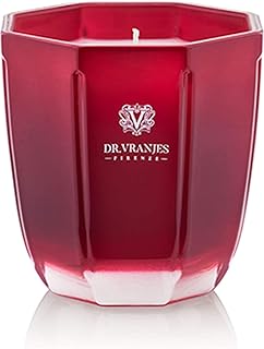 Dr. Vranjes - Vela aromática decorativa Tormalina Rosso Nobile 200 g / 18 oz, recipiente de cristal de colores refinado hecho a mano, forma octogonal, color rojo, fabricado en Italia