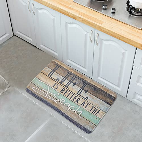 SPXUBZ Life is Better at The Beach Door mats Wood Stripe Non Slip Entrance Beach Rug Indoor Durable and Waterproof Machine Washable Doormat 18 x 30 Inch - Image 4