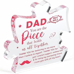 YATOJUZI Gifts for Dad Father,Father’s Day Gifts,4.7 x 5.0″ Big Acrylic Puzzle Piece,Appreciation Gifts for Dad,Gifts for Parent,Gifts for Men