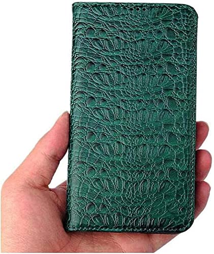 Étui iPhone SE 2022 à rabat en cuir crocodile vert avec porte-cartes