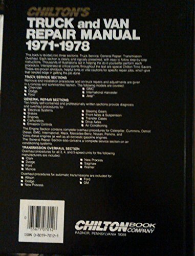 Chilton\'s Truck & Van Repair Manual, 1971-1978 - Collector\'s Edition (Chilton Service Manuals)