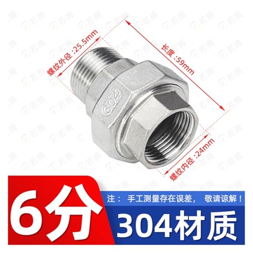 Conector hexagonal de acero inoxidable 304 G3/4 con rosca macho-hembra 3