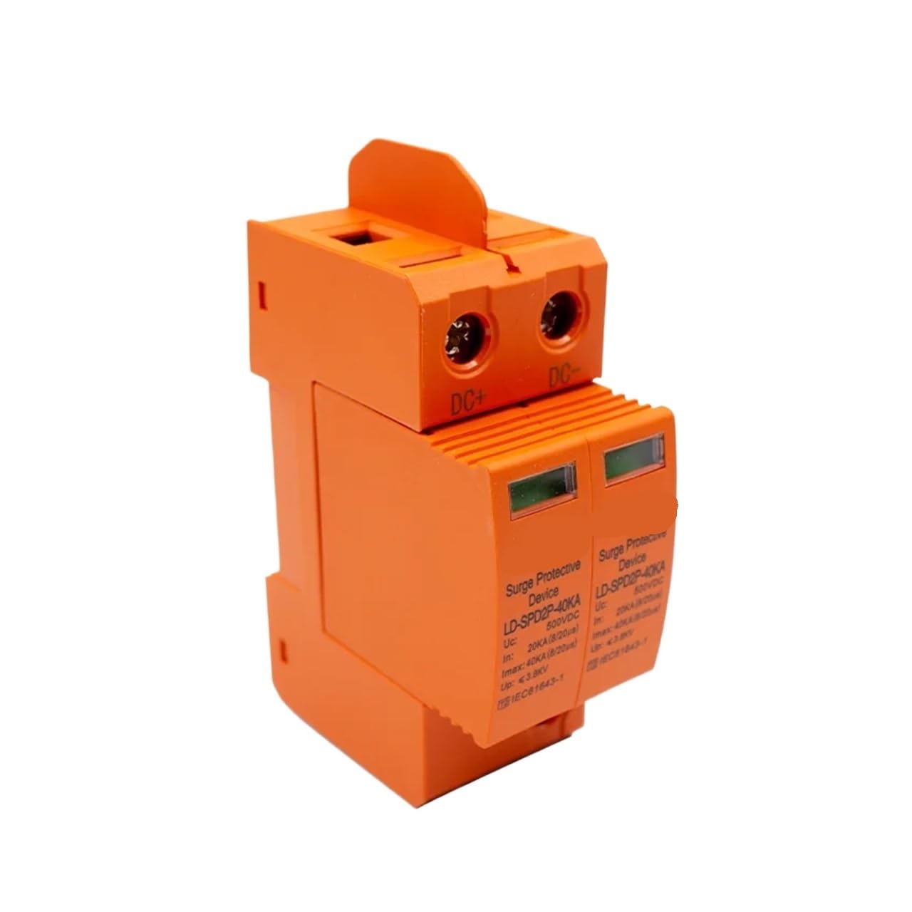 Odgromnik domowy z certyfikatem CE, 2P DC 500-1000 V, 20-40 kA, montaż na szynie DIN, ochrona odgromowa (1000 VDC)