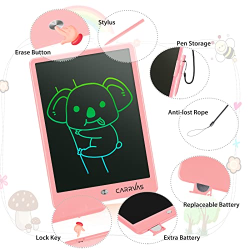 Carrvas Lcd Writing Tablet Doodle Board 10Inch Colorful Drawing Tablet Writing Pad Reusable Drawing Pad Toy Gifts For 3 4 5 6 7 8 Years Old Toddler Boys Girls #TOP1