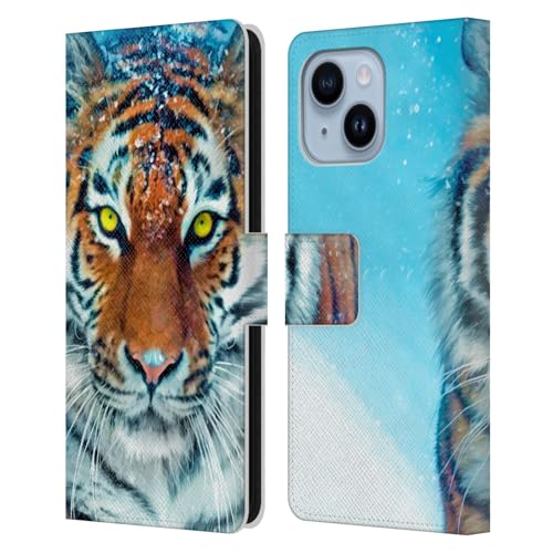 Coque portefeuille Tigre Jaune Aimee Stewart en cuir pour iPhone 14 Plus