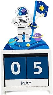 宇宙飛行士 木製デスク ブロック カレンダー デイリー パーペチュアル デスクトップ カレンダー リビング ルーム デコレーション ホーム オフィス 家具 Diy カレンダー ショップ オーナメント ギフト 1個入り