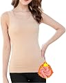 HSR Womens Warm Base Velvet Touch Layer Vest Thermal Fleece Lined Underwear Tops Camisole Apricot Sexy Stretchy Slim-Fit