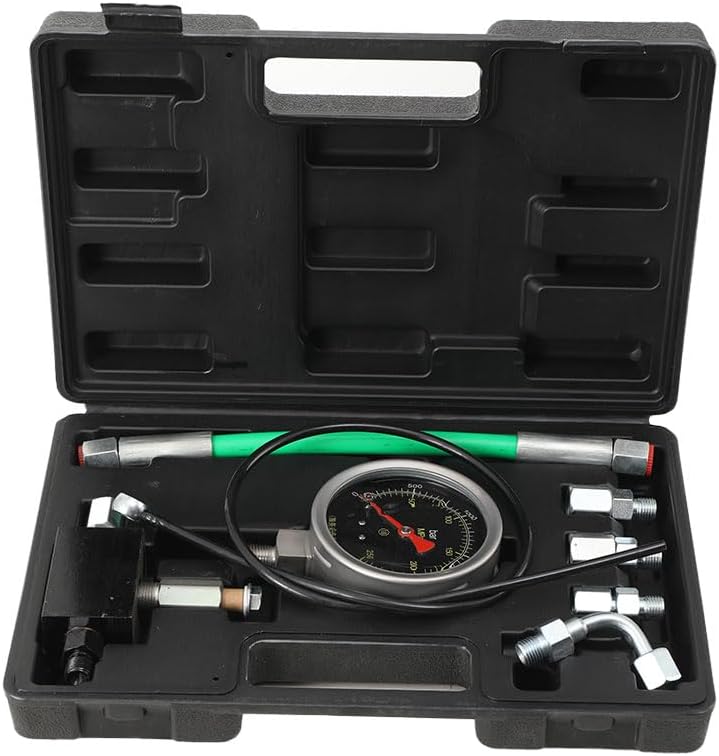 Common Rail Pump Plunger Pressure Test Tool Set 2500bar High Pressure with Pressure Limiting Valve, Diesel Fuel Pressure Gauge Kit Tester for Engine Starting/Running Pressure Test