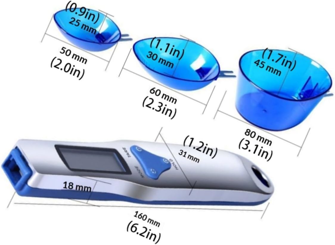 SHOWERORO Kitchen Lcd Spoon Scale and Electronic Food Ingredient Scale, Blue 300g/0.1g Precision Baking Measuring Tool Set for Home Cooking and Tea Measuring