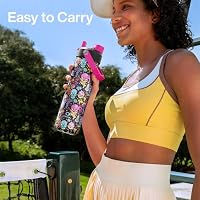 ENCOOL Insulated Water Bottle with Straw Stainless Steel Water Bottle, Leak-Proof, BPA-Free, Double Wall Vacuum Keeps Cold for 24 Hours for Sports, Travel, School (26 oz, Trippy Skulls) — image 7