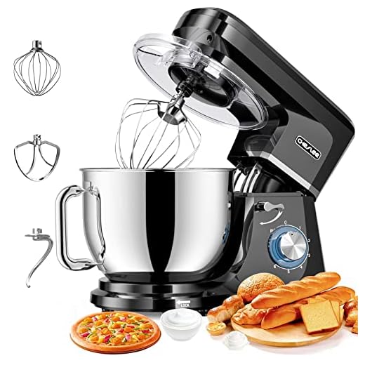CHeflee Batidora Amasadora 1800W Amasadora de Pan Repostería, 6 Velocidades con Pulso, Potente y Bajo Ruido, 7.2 L Robot de Cocina Amasador Multifuncional