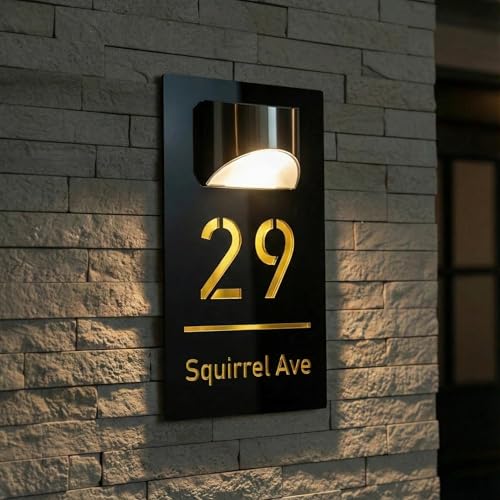 Catálogo para Comprar On-line Números disponible en línea para comprar. 24 Números de Casa Exterior con Luz Solar LED, Placa de de Acrílico Impermeable con Grabado Láser 3D Personalizable, Letrero para Puerta Exterior zm (4 Tamaños, 16 Fuentes, 3...
