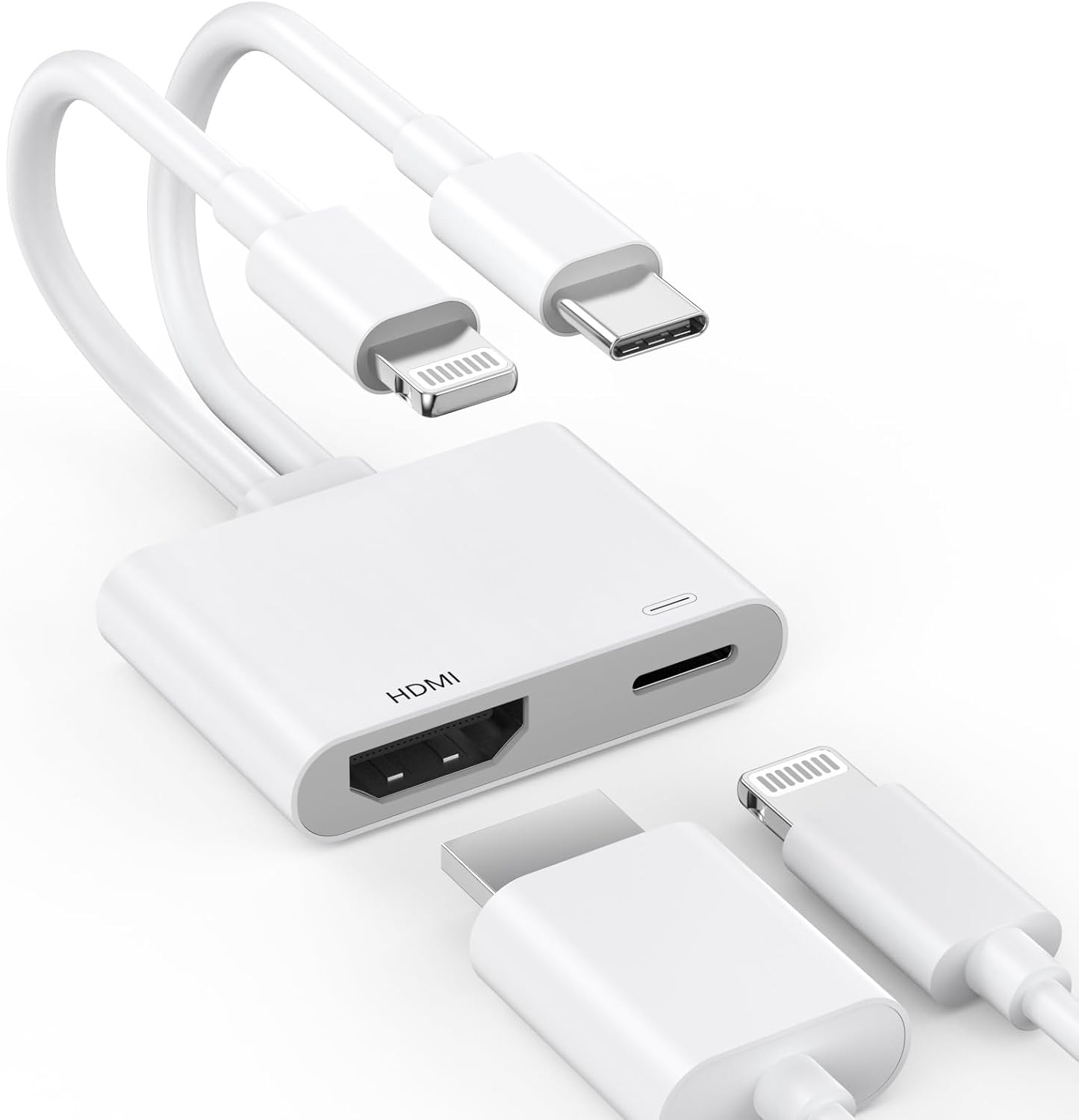 Amazon.com: [Apple MFi Certified] Lightning and USB-C to HDMI Adapter ...