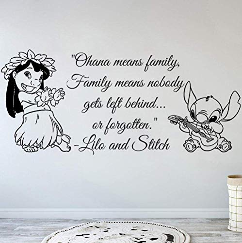 Wall Stickers Art Decor Decals Ohana Family Quote Nursery Inspired Wall Decal Lilo Stitch Ohana Means Family Vinyl Stickers 56X28Cm