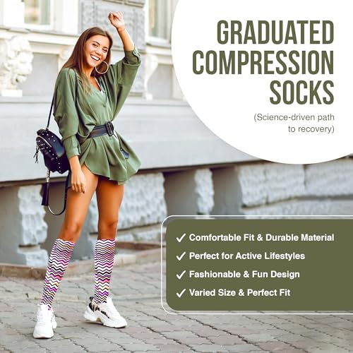 Image of Celeste Stein Therapeutic Graduated Women Compression Socks, Diabetic Socks For Womens, 8-15 mmHg For Regular Calf