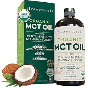 Viva Naturals Organic MCT Oil for Keto Coffee (32 fl oz) – Best MCT Oil Supplement to Support Energy and Mental Clarity…