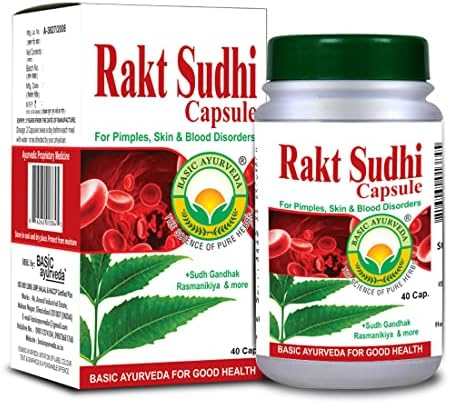 Basic Ayurveda Rakt Sudhi Capsule, 40 Capsules | Ayurvedic Herbal Supplement for Daily Wellness & Natural Herbal Care Support
