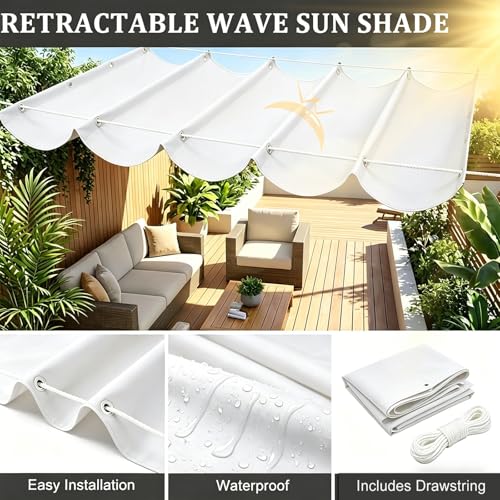 Voile d'ombrage de vague rétractable imperméable et protection UV totale - 7