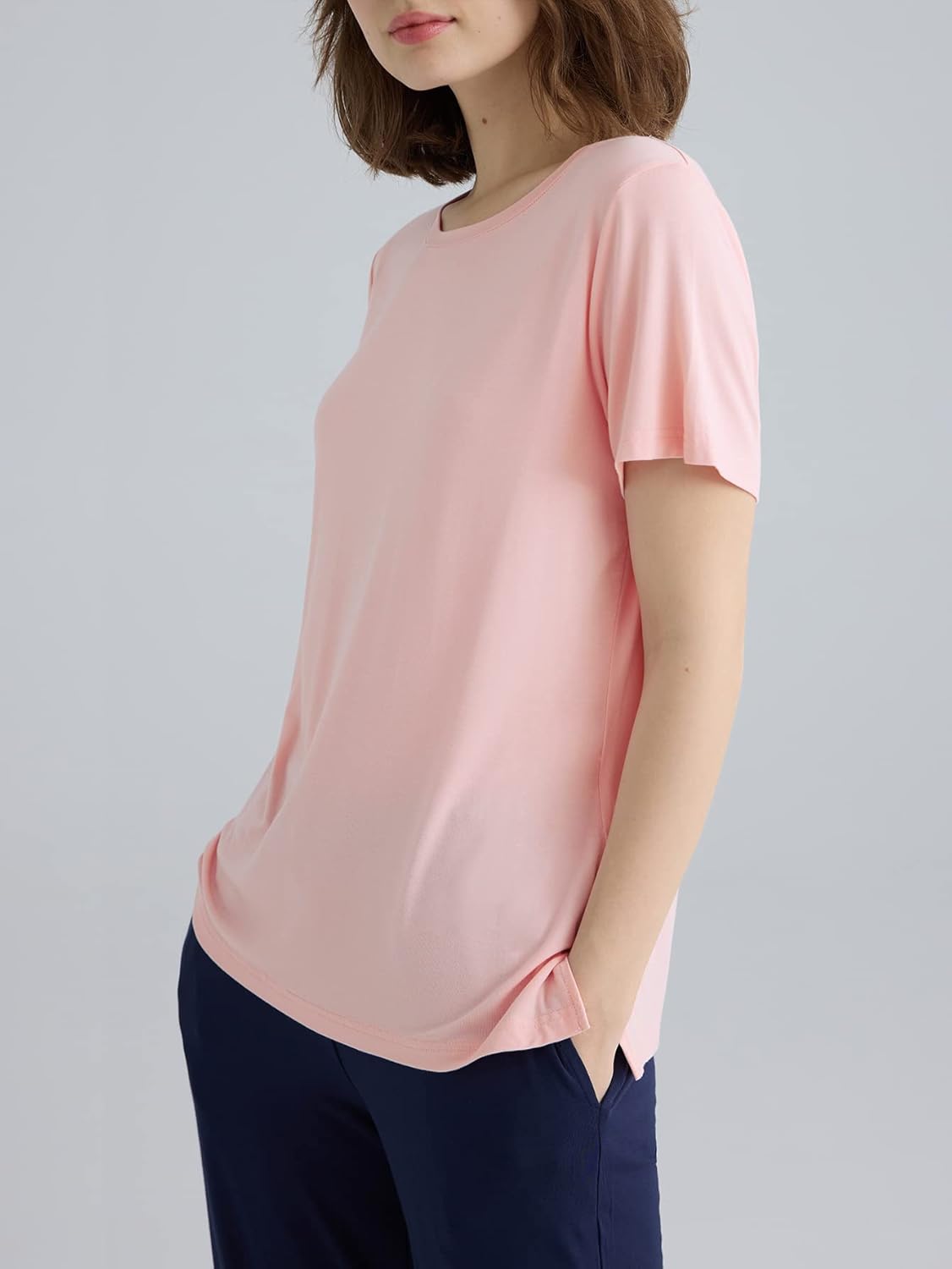 Latuza Women's Viscose Pajama Top Crew Neck Sleep T-Shirt - Image 2