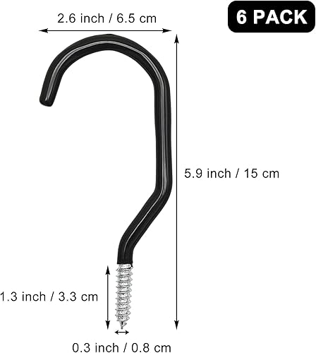 Miniatura 3 de Ganchos de almacenamiento de bicicleta resistentes negros para colgar en la pared, ganchos grandes para pared, techo