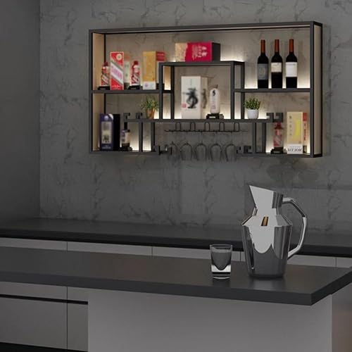 Miniatura 4 de Estantes de vino industriales colgantes montados en la pared, soporte para botella de vino para exhibición de bar en casa, estantes flotantes, para