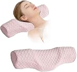 Cervical Neck Pillow for Pain Relief Sleeping, Neck roll Pillow Memory Foam for Stiff Neck Pain Relief ,Travel Bolster Pillow for Bed for Side Sleepers Back Sleeper. (Brown)