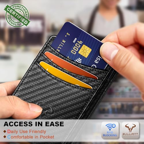 Image of BULLIANT Slim Wallet For Men 12Cards,Magnetic Flip Build-in Money Clip Airtag Compatible-RFID Blocking