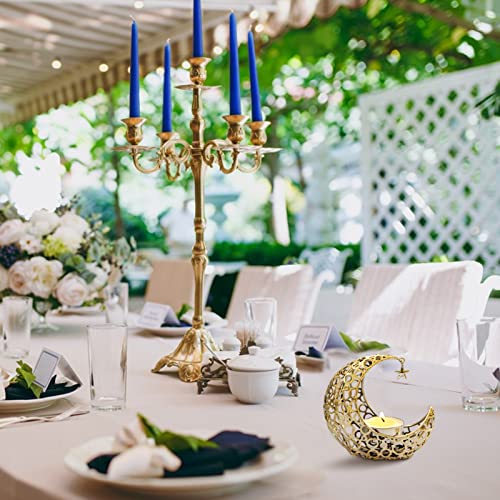 Tealight Candle Holder Gold Moon Shaped Pillar Candle Holder With Hanging Star,Metal Moon Votive Candle Holders Tea Lights Candle Holder For Wedding Party Christmas Table Centerpiece Decorations #TOP6