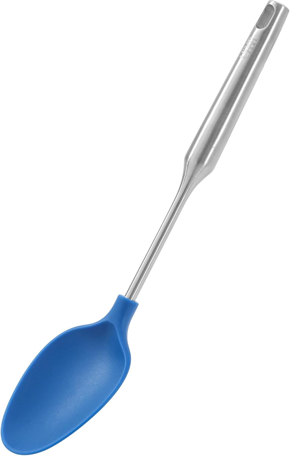 YBM Home Silicone Non-Stick Slotted Cooking Serving Spoons, Heat-Resistant Plastic Kitchen Tools for Mixing, Frying, Serving, Draining, Turning with Stainless Steel Handle, Blue