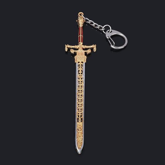 SONGCHANGJEWELRY Elden Ring Sword of Night and Flame Keychain - Knight's Action Figures Toys Props - Collection Party Supplies Desk Key Decoration Gifts, Grey, Large