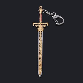 SONGCHANGJEWELRY Elden Ring Sword of Night and Flame Keychain - Knight's Action Figures Toys Props - Collection Party Supplies Desk Key Decoration Gifts, Grey, Large