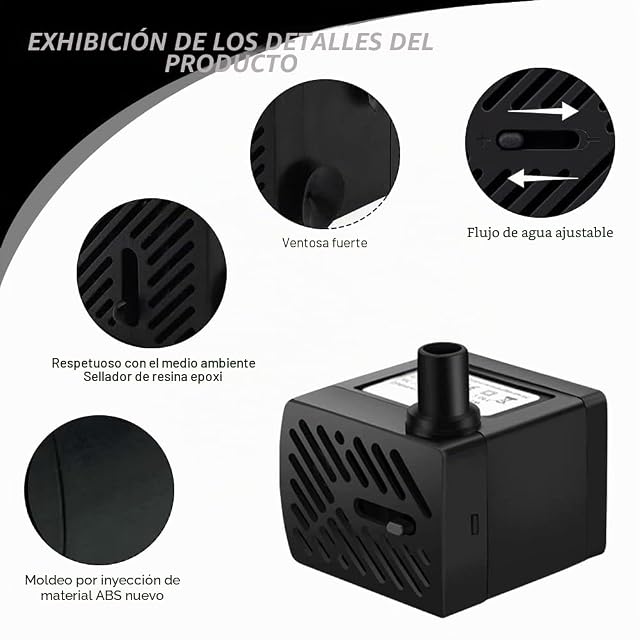 Foto 3 de 7 de mizikuu Mini Bomba de Agua, 3W Bomba Sumergible 300L/H